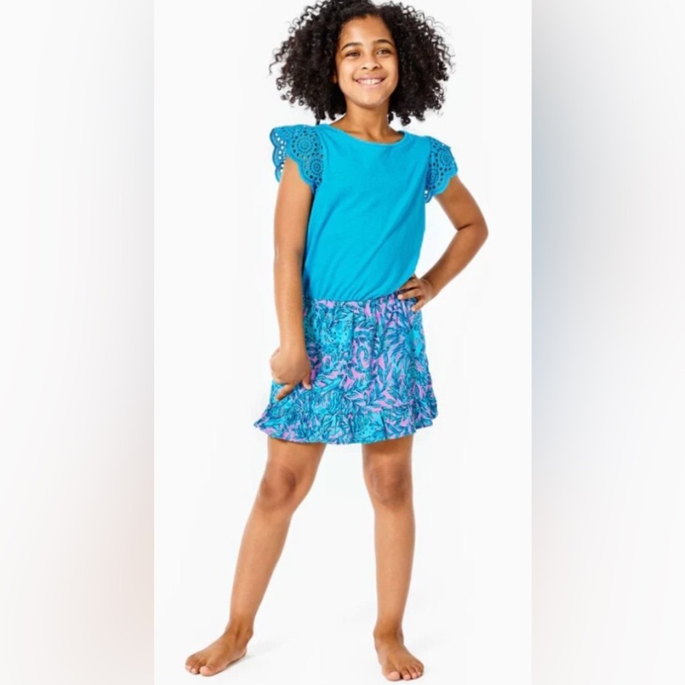 Lilly Pulitzer Girl's Tania Romper In Bermuda Blue You Grow Girl
